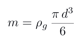 m equals rho g times pi d cubed over 6